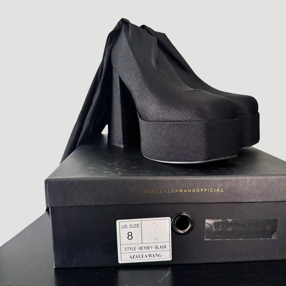 Azalea Wang Heyhey‎ Black Platform Pant Boots 8 Clubwear baddie 90s Goth NIB